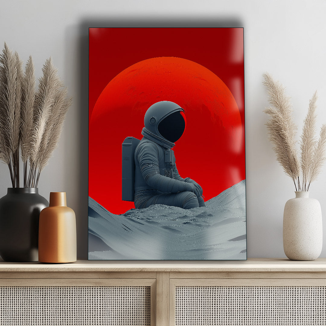 Vibrant metal wall art featuring a captivating astronaut design, perfect for adding a cosmic touch to any space.