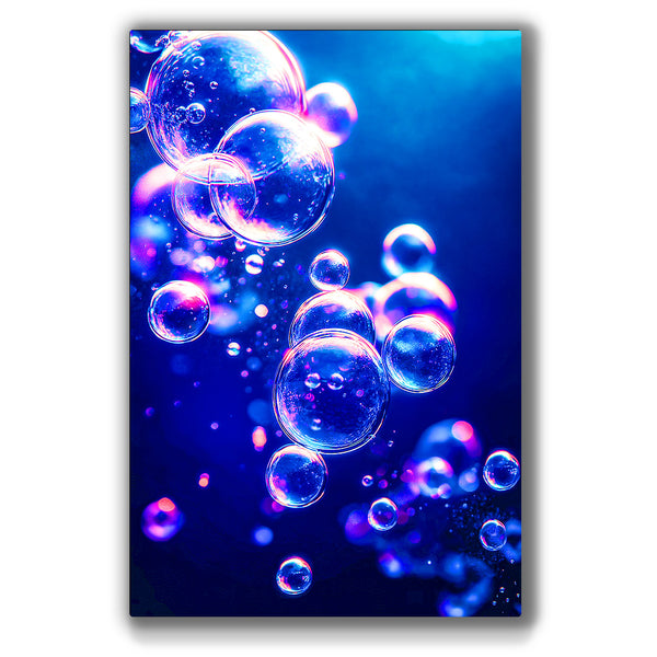 Vibrant metal wall art featuring dynamic underwater bubbles, adding a lively touch to any space with its stunning colors and design.