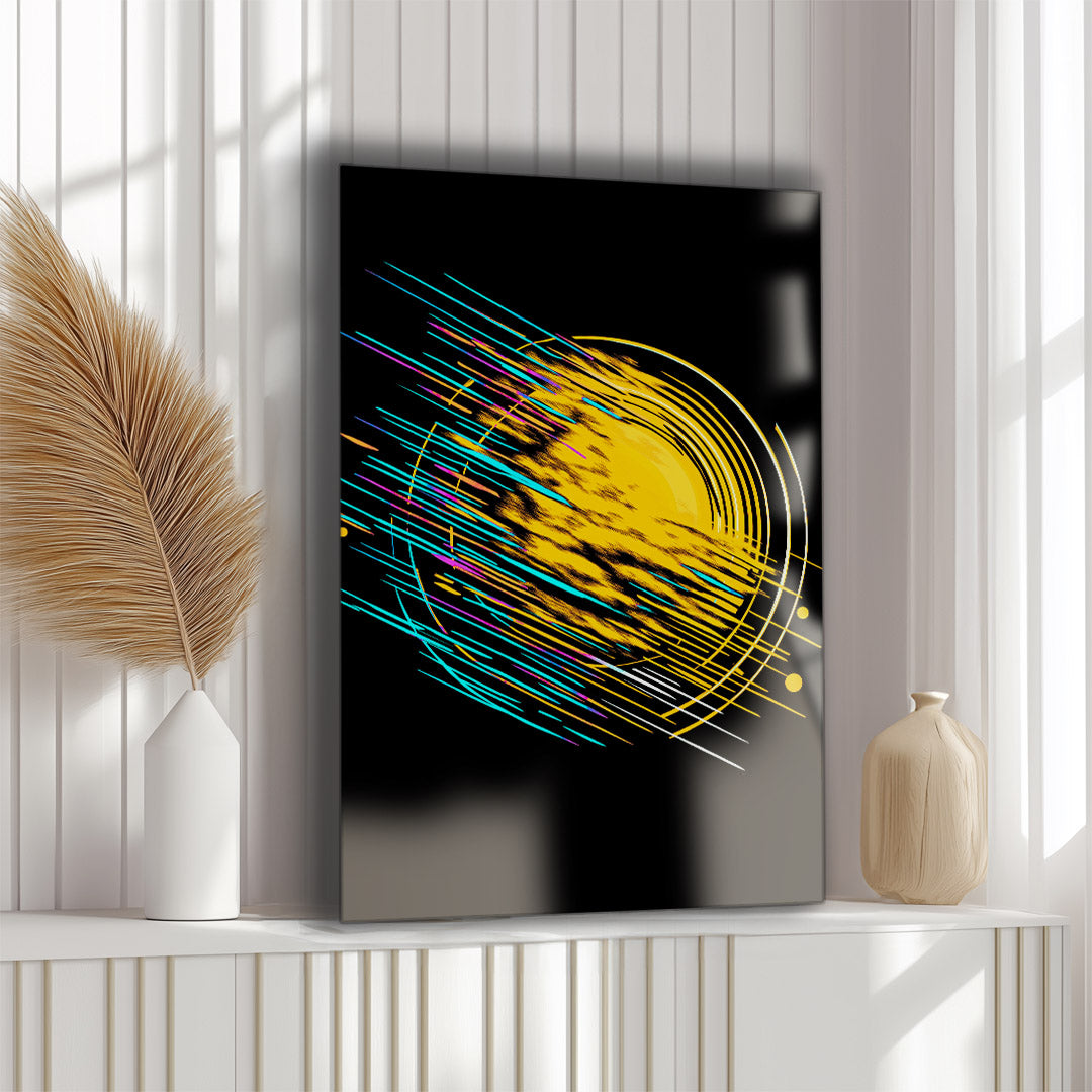 Vibrant metal wall art featuring a stunning sun design, perfect for adding a pop of color and warmth to any space.