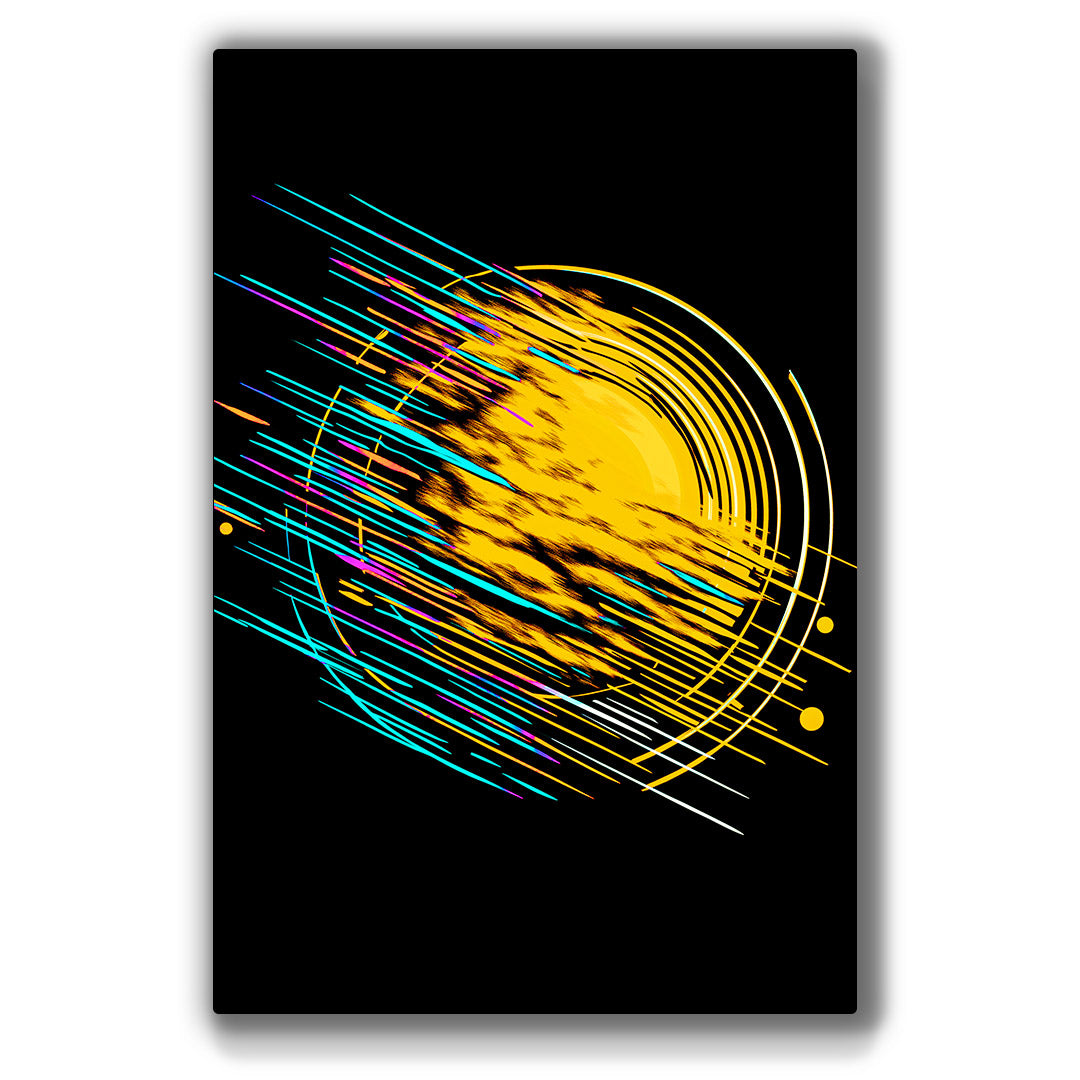 Vibrant metal wall art featuring a radiant yellow sun design, perfect for adding a cheerful touch to any space.