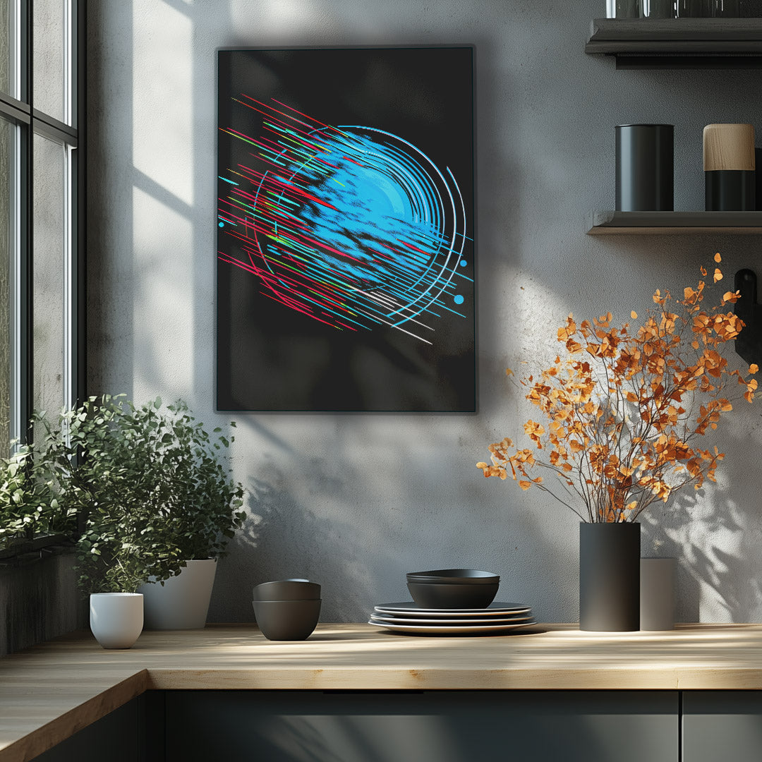 Vibrant metal wall art featuring a stunning sun design, adding a splash of color and energy to any space. Perfect for modern decor.