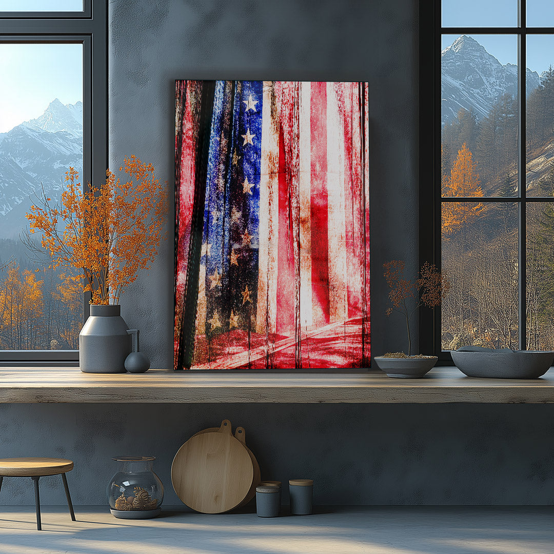 Vibrant metal wall art featuring a rustic flag design, perfect for adding a touch of color and character to any space.