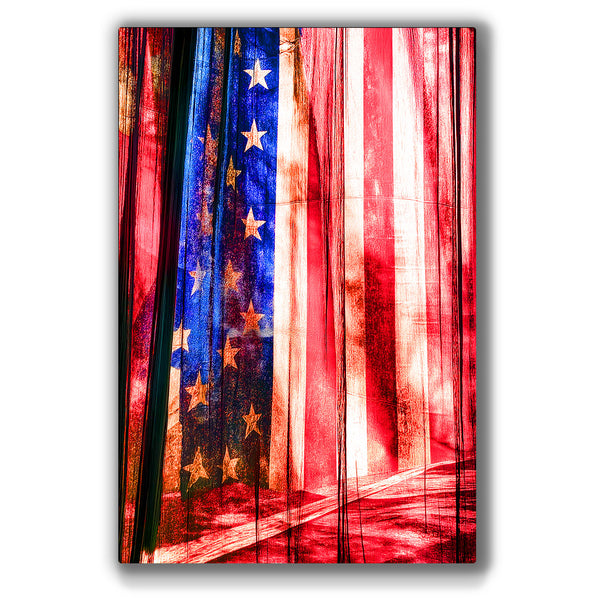 Vibrant metal wall art featuring a striking flag design, perfect for adding a bold touch to any space.