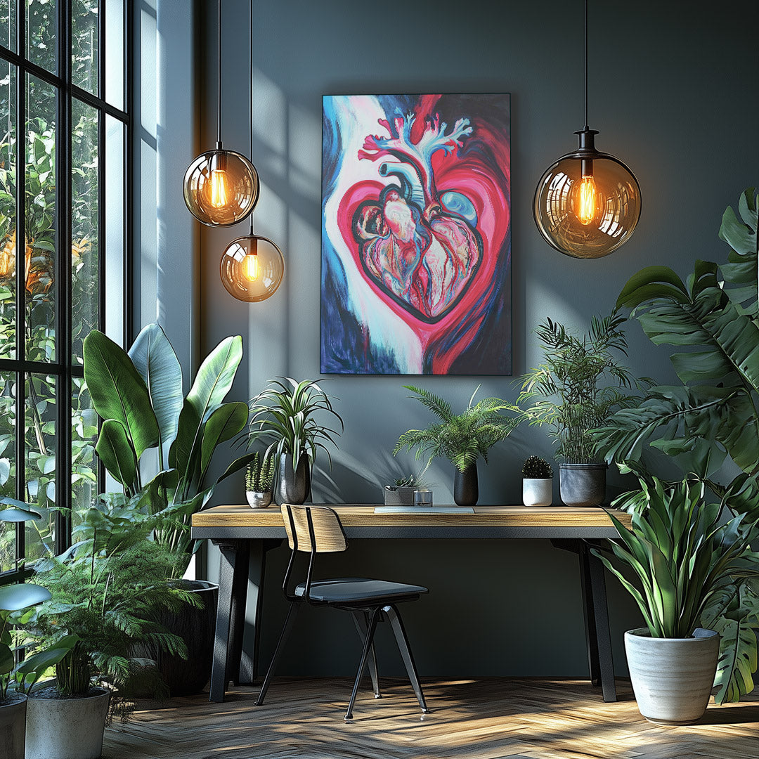 Vibrant metal wall art featuring a stunning heart design, perfect for adding color and warmth to any space.