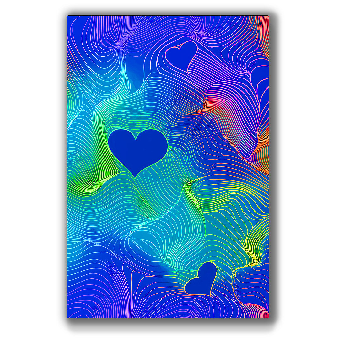 Vibrant metal wall art featuring a colorful heart design, perfect for adding a touch of love and creativity to any space.