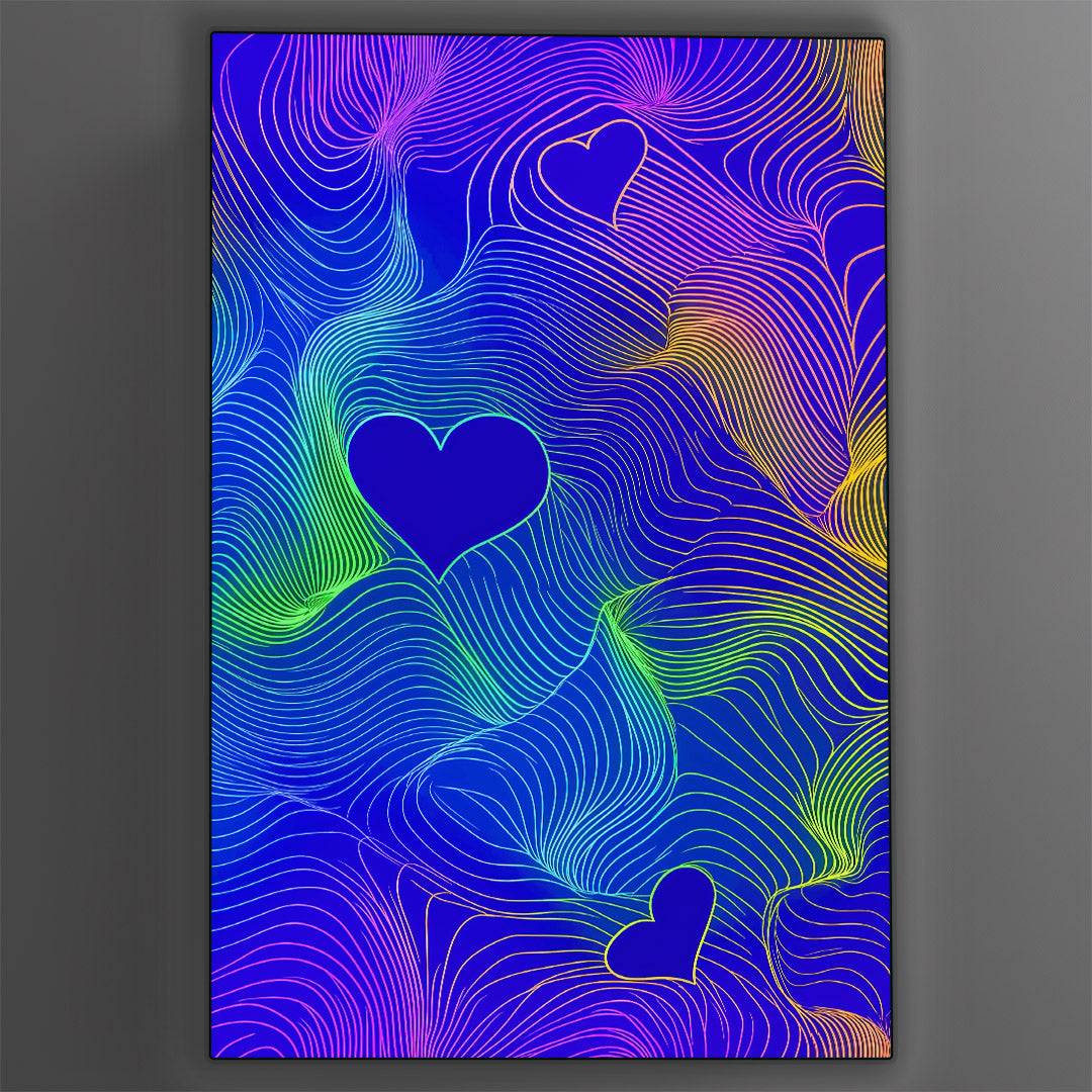 Vibrant metal wall art featuring a dynamic heart design, perfect for adding color and passion to any space.