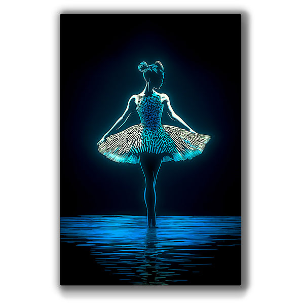 Vibrant metal wall art featuring a stunning ballerina in blue, perfect for adding elegance and charm to any space.