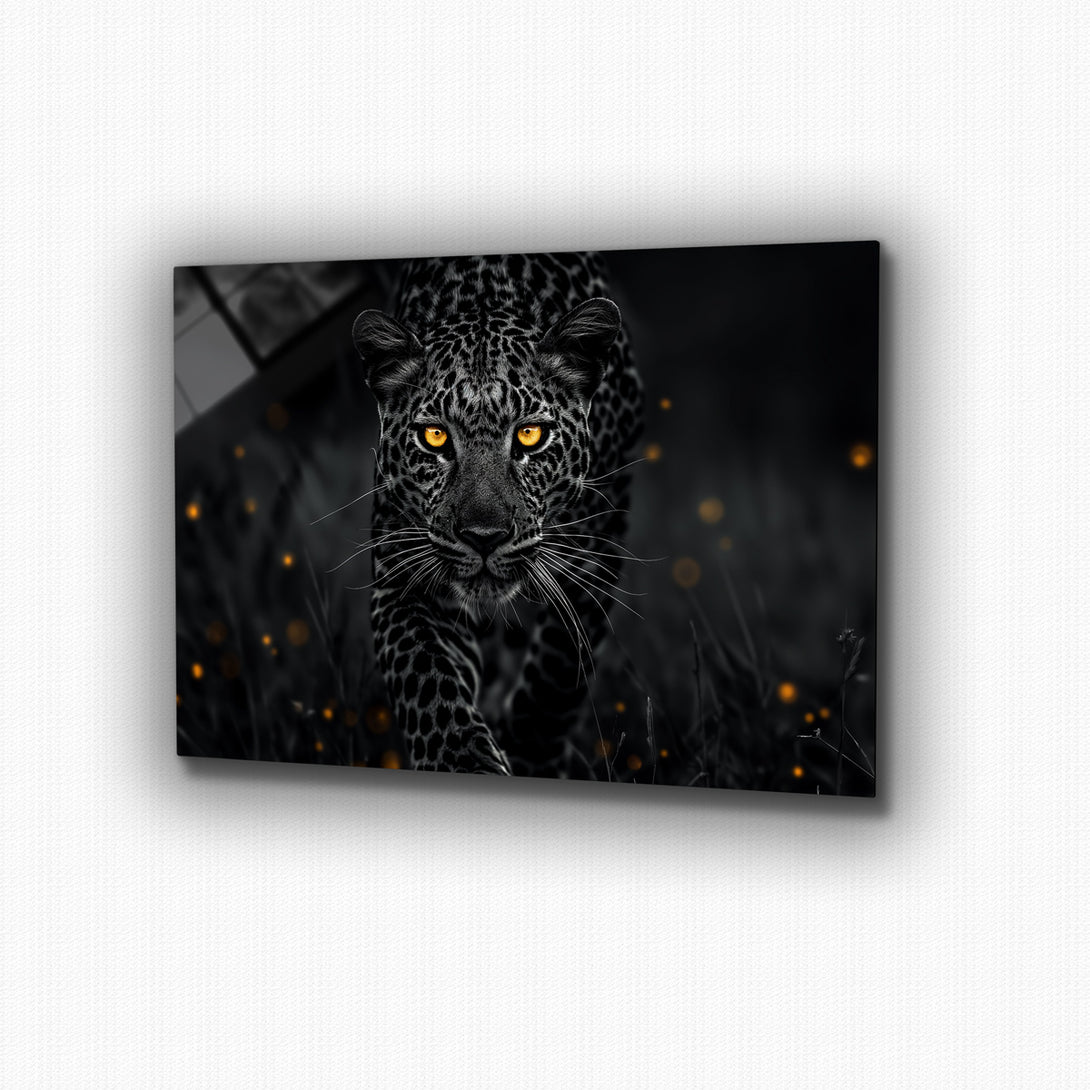 Vibrant metal wall art featuring a striking black panther design, perfect for adding a bold touch to any space.