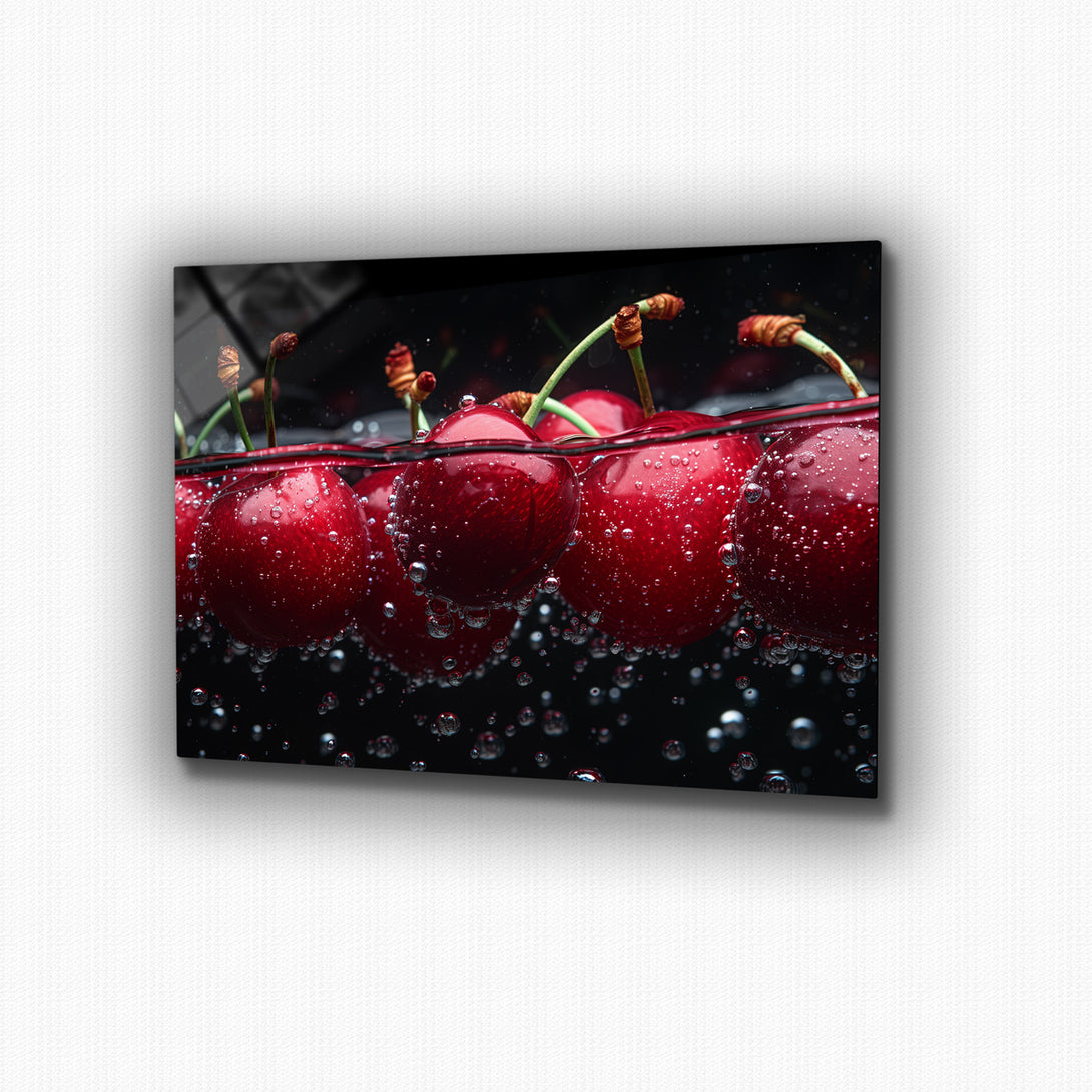 Vibrant metal wall art featuring floating cherries, adding a pop of color and a whimsical touch to any space. Perfect for modern decor.