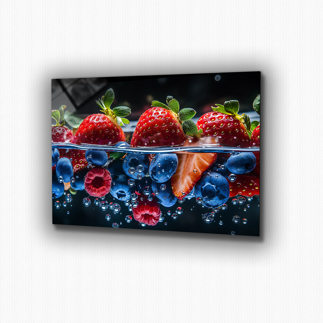 Vibrant metal wall art featuring colorful floating fruits, adding a lively touch to any space with its dynamic design and vivid hues.