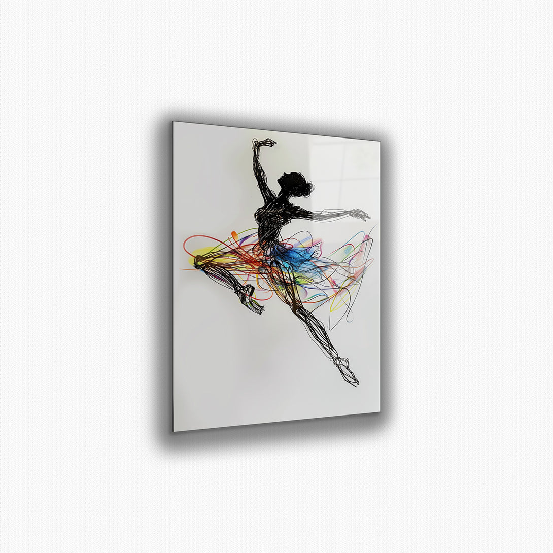 Vibrant metal wall art featuring a dynamic dancer in intricate pencil sketch style, perfect for adding energy to any space.