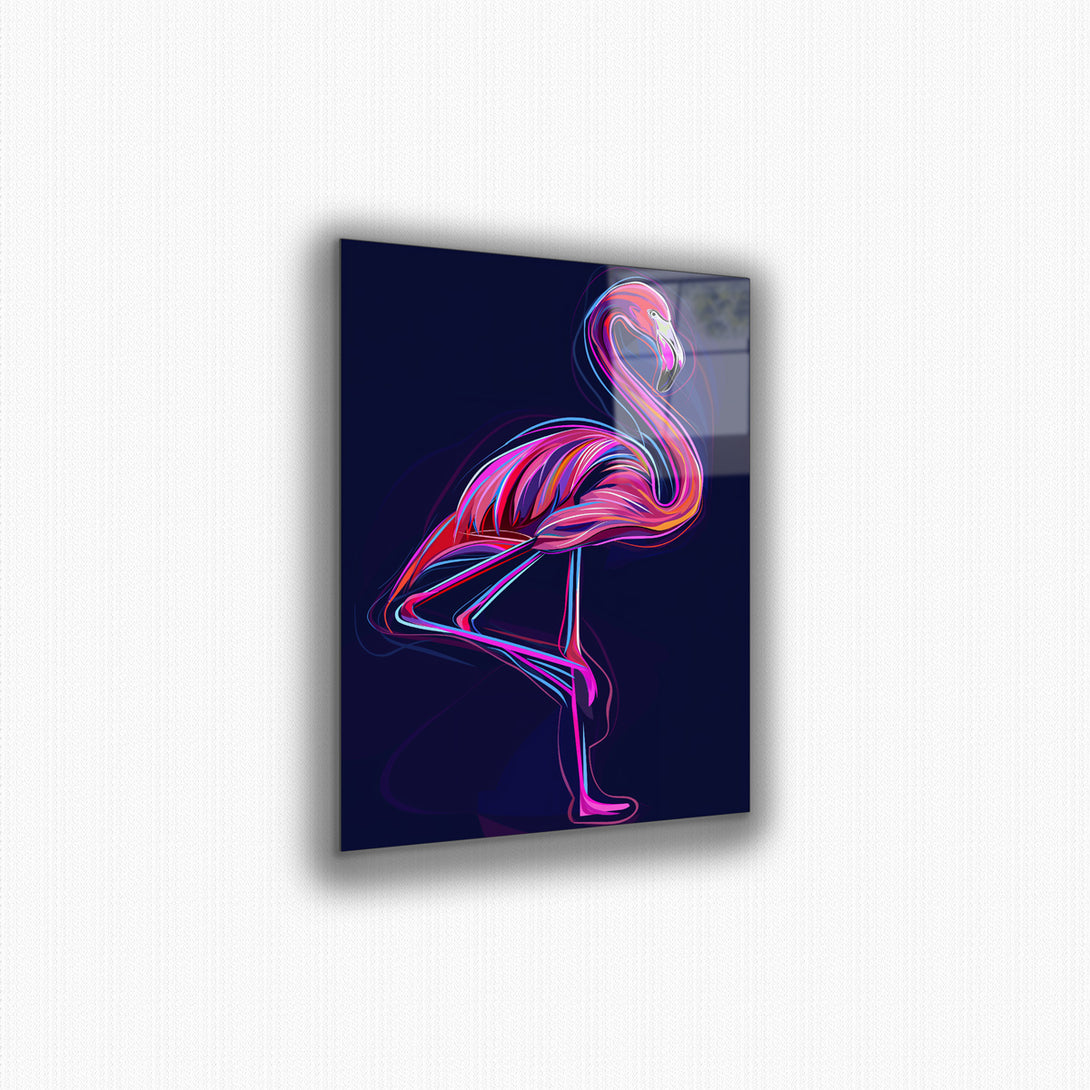 Vibrant metal wall art featuring elegant flamingo line design, perfect for adding a touch of modern sophistication to any space.