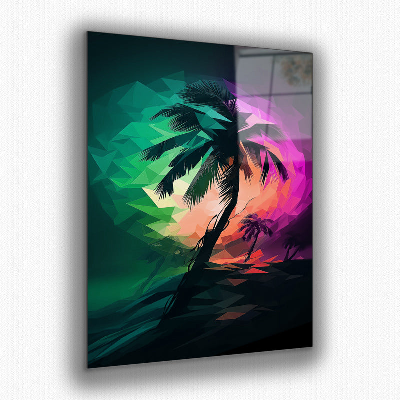 Vibrant metal wall art featuring a stunning tropical palm design, perfect for adding a touch of nature and color to any space.