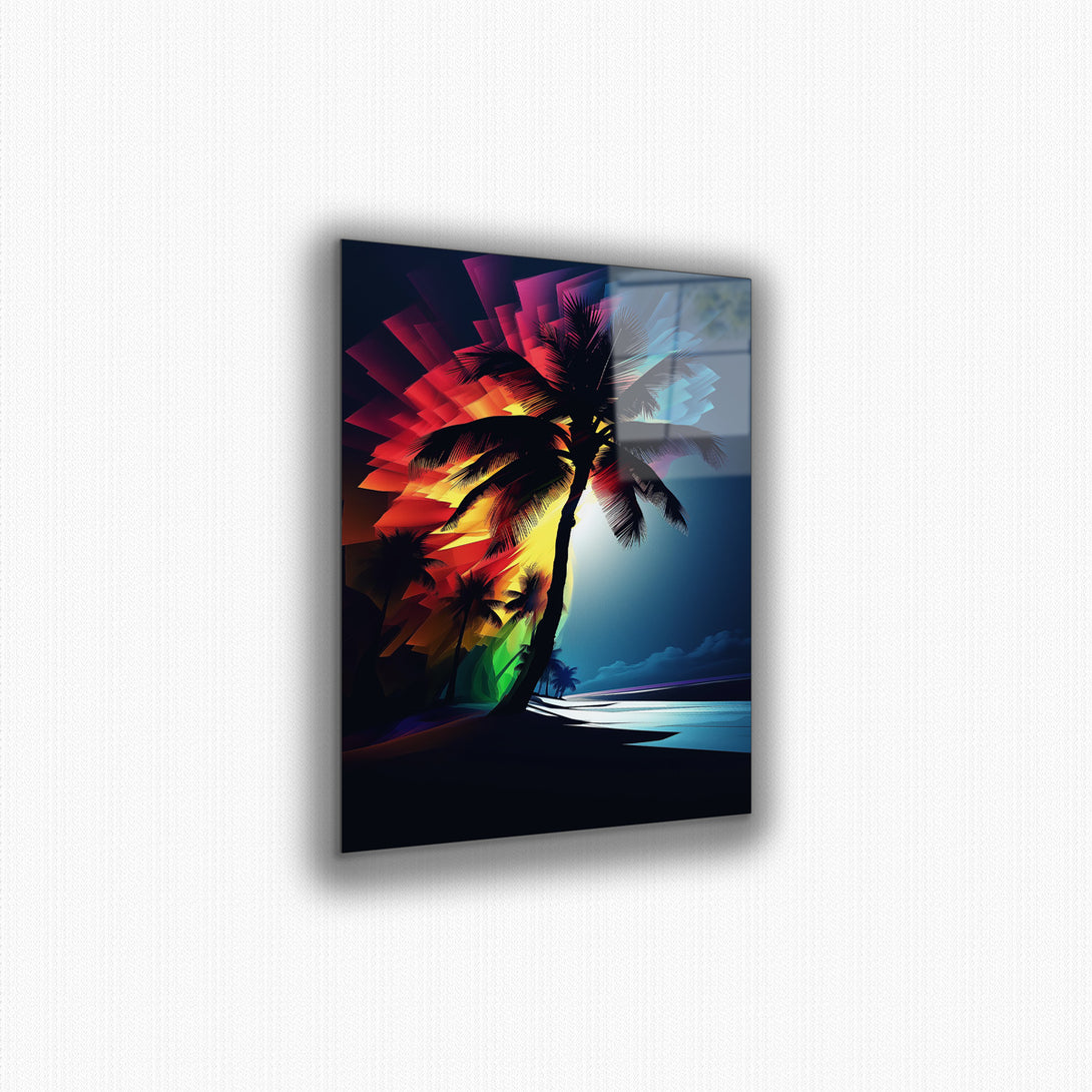 Vibrant metal wall art featuring a stunning geo palm design that adds a touch of modern elegance to any space.