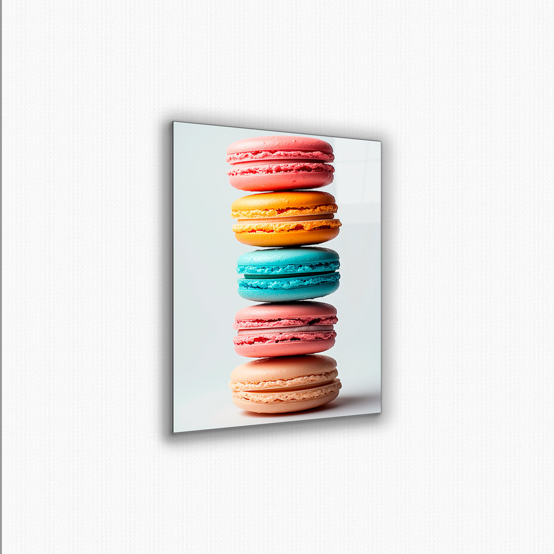 Vibrant metal wall art featuring colorful macaroons, perfect for adding a touch of sweetness and modern style to any space.