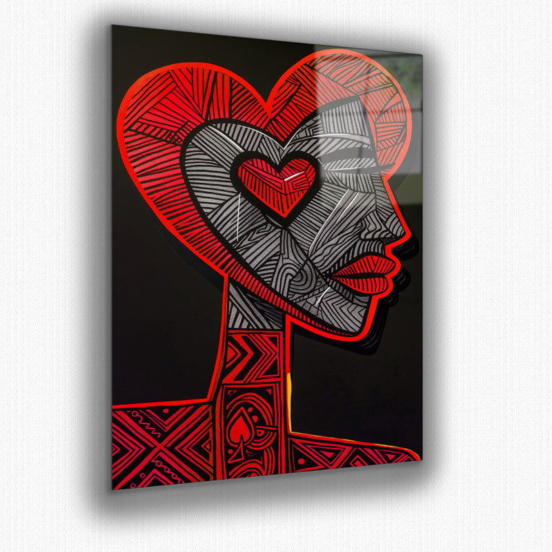 Vibrant abstract metal wall art featuring bold red hues and dynamic shapes, perfect for adding energy to any space.