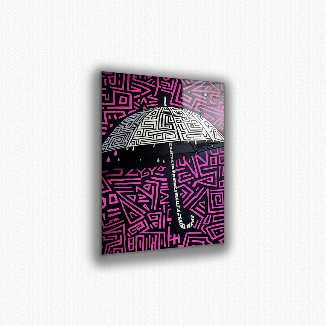 Vibrant metal wall art featuring a colorful umbrella design, perfect for adding a playful touch to any space.