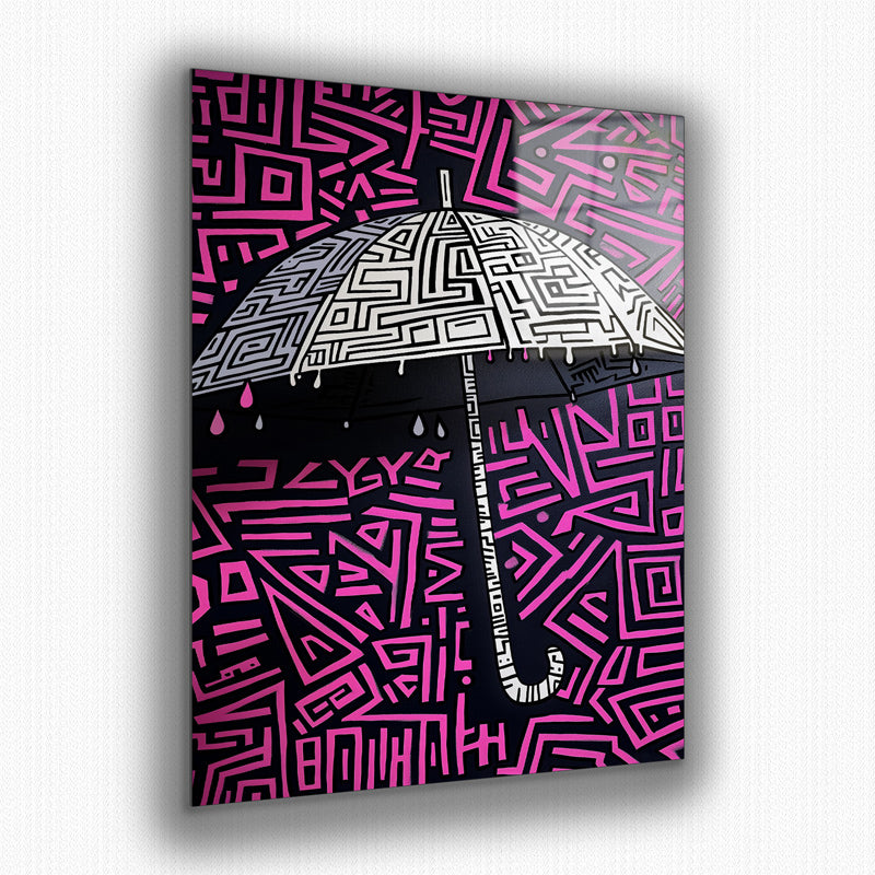 Vibrant metal wall art featuring a colorful umbrella design perfect for adding a playful touch to any space.