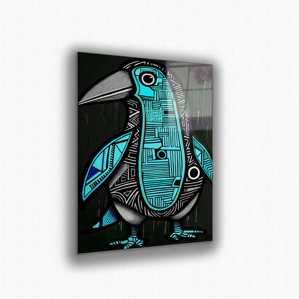 Vibrant metal wall art featuring a playful penguin design, perfect for adding a splash of color and personality to any space.