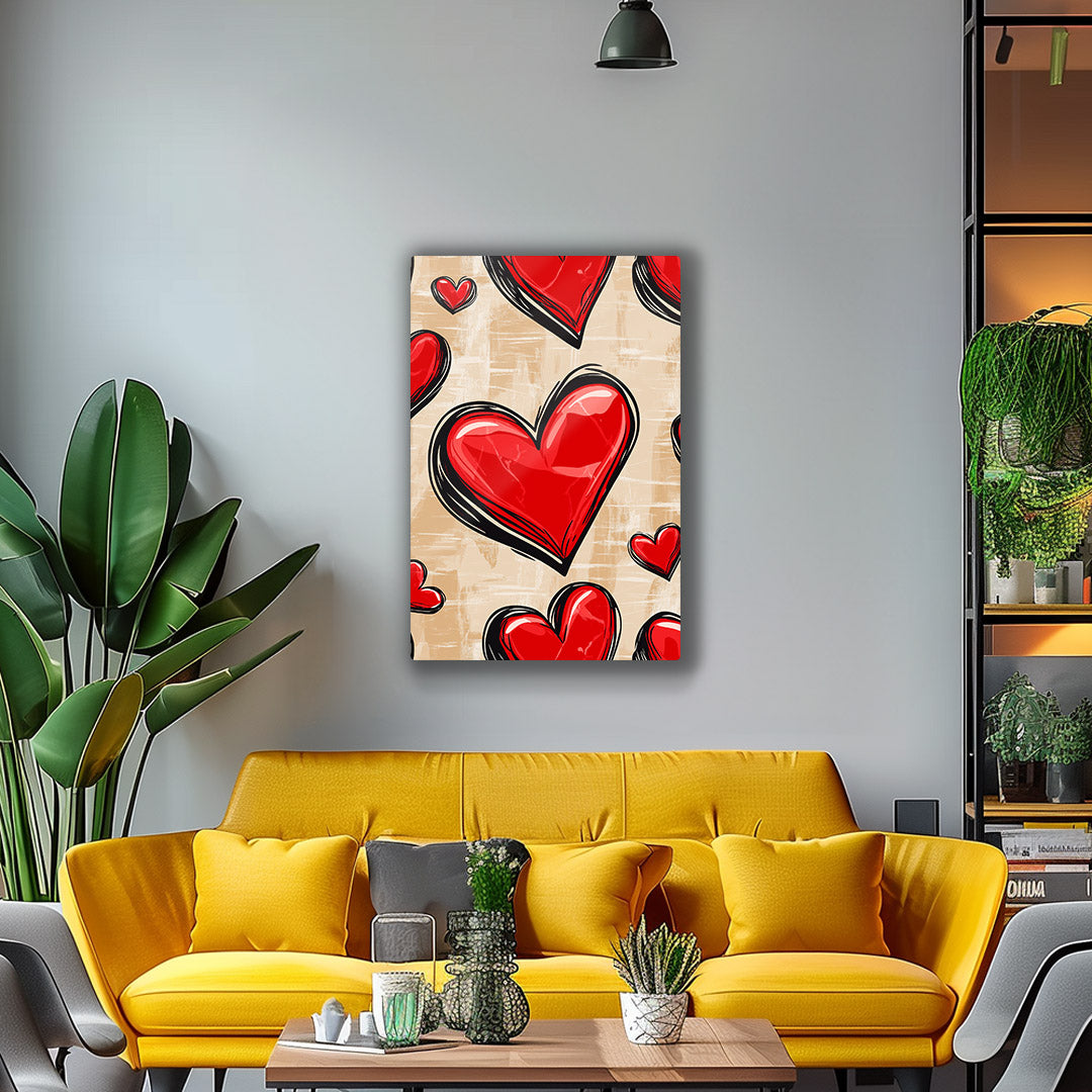 Bold Heart Pattern Wall Art, Romantic Decor