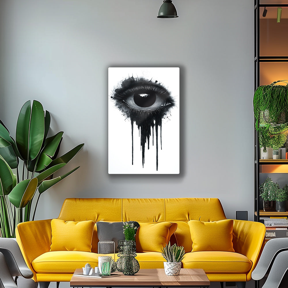 Bold and dramatic artwork featuring a melting eye design.