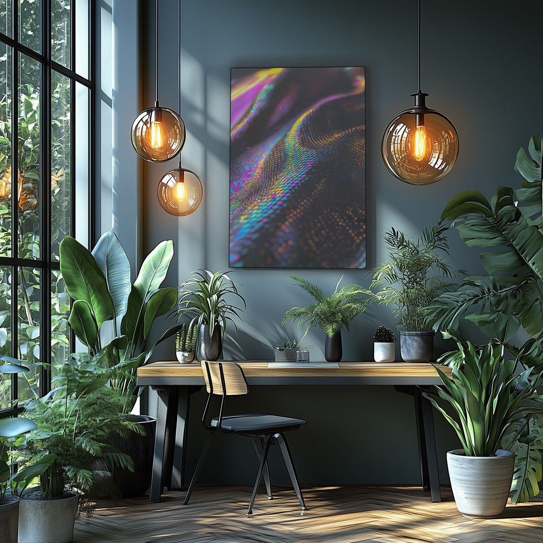Modern and reflective wall art perfect for creative studios.