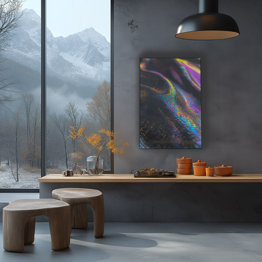 Unique wave-like textures in vivid neon for bold room decor.