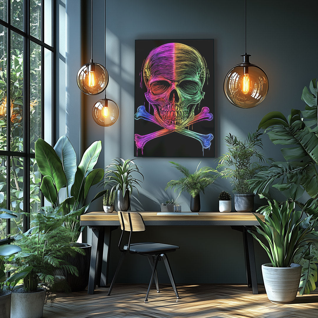 Unique and reflective skull design perfect for modern spaces.