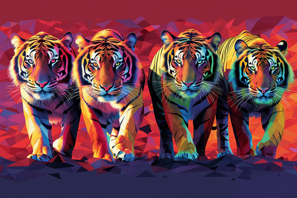 Vibrant metal wall art featuring a striking tiger design, perfect for adding a bold touch to any space.